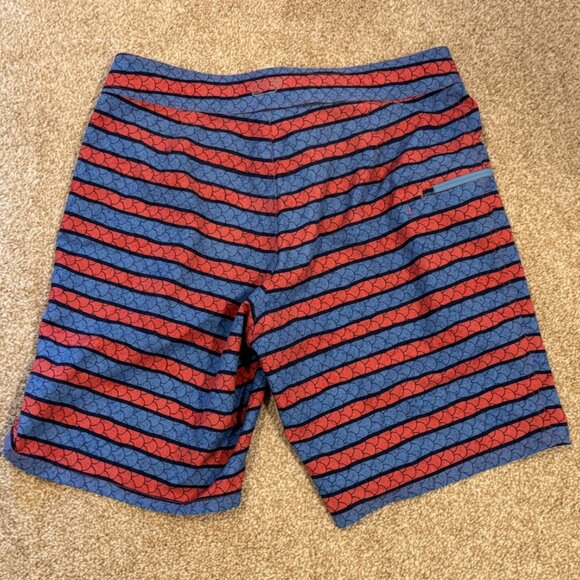Mens 30 Vineyard Vines Angler Stripe Fish Scale Board Shorts Swimsuit Swim Trunk - Picture 2 of 2